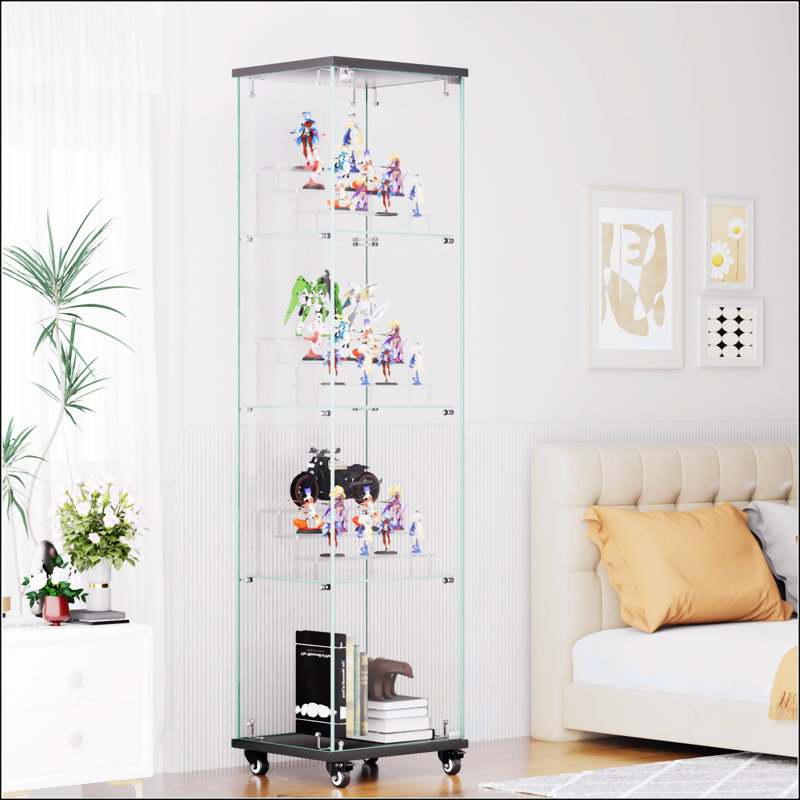 Vitrine à 4 niveaux en verre, Noir