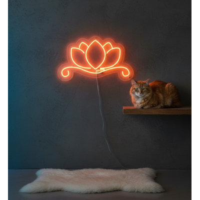  | Enseigne néon fleur de lotus néon | Fabriqué avec des tubes néon à DEL durables et écoénergétiques offrant un éclairage lumineux et uniforme avec une lueur vibrante durable pendant plus de 50 000 heures | 15 x 25 | Orange chaud
