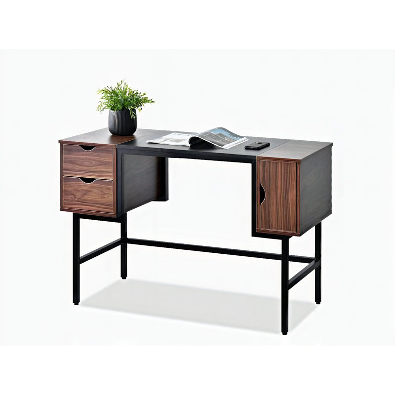 Dawniel Metal Base Writing Desk, Brown