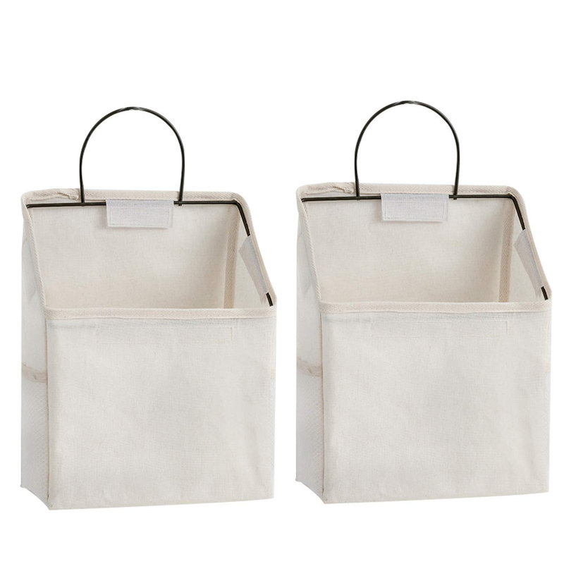 2 sacs de rangement muraux, panier de rangement en coton