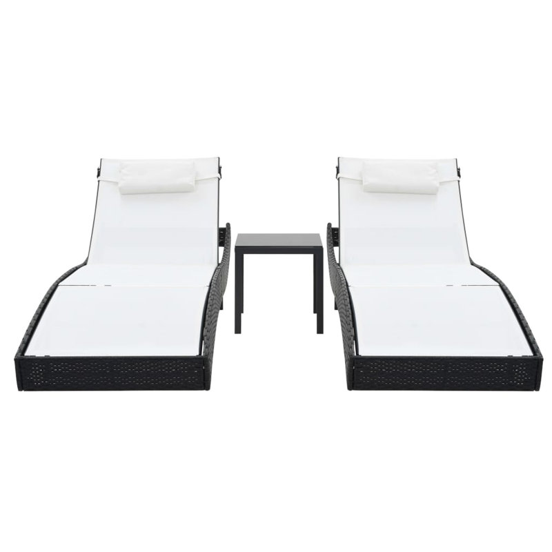 16" Long Double chaise, Black/White