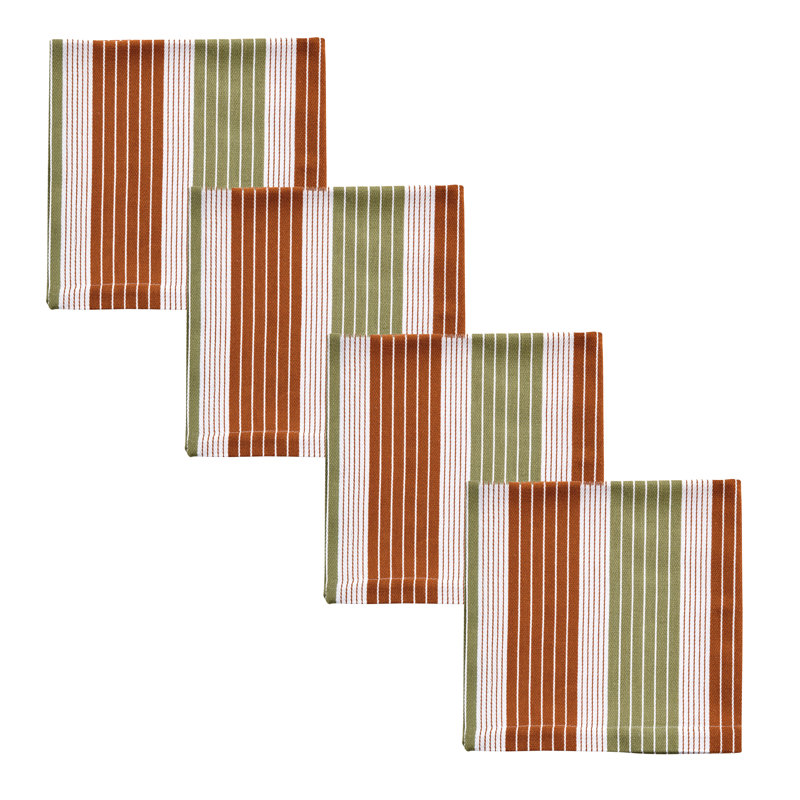  Auburn Stripe Orange Napkin Set Of 4, Red Striped
