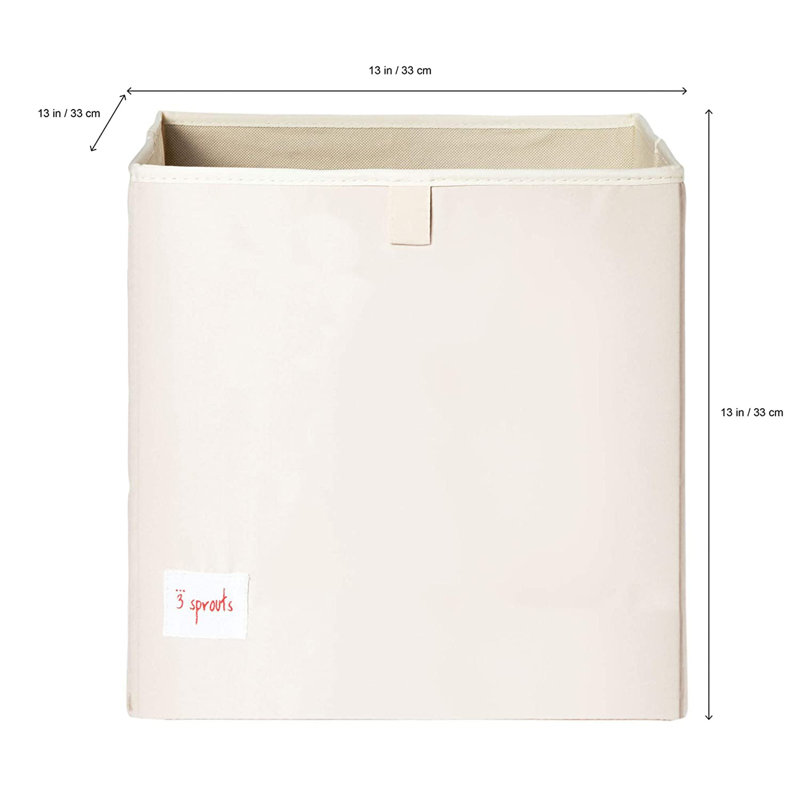 3 Sprouts Beige Foldable Fabric Storage Cube with Llama Applique