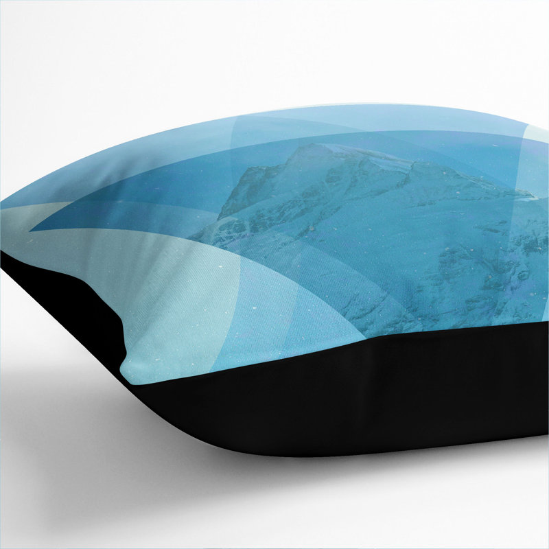Mountain Triangles Blue Square Throw Cushion, Black, 40cm H x 40cm W x 15cm D