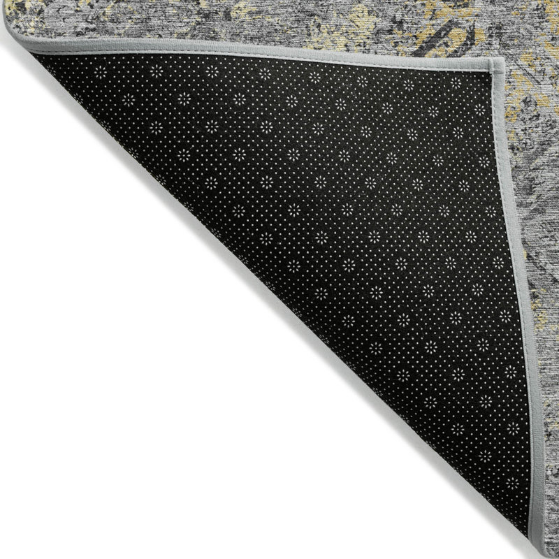 3' X 5' Gray Silver And Charcoal Geometric Washable Indoor Outdoor Area Rug