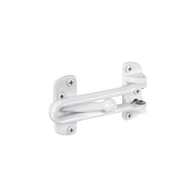 FHC U9902 Swing Bar Lock For Hinged Swing-In Doors, Zinc Material, 3-7/8" Bar Length, 2" Opening Clearance, White Finish, Pack of 1