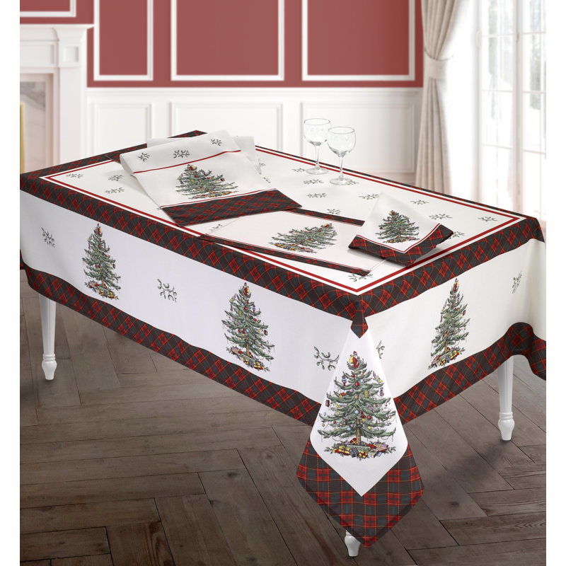 Christmas Tree Floral Tablecloth, 70" L x 70" D