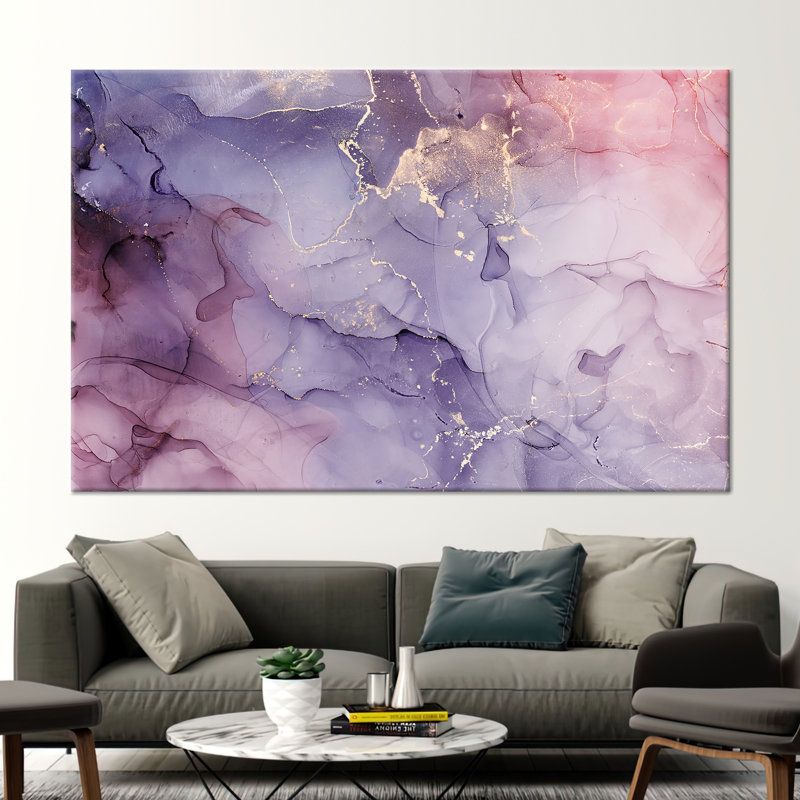 Abstract Marble Art Canvas - Modern Shimmery Wall Decor with Alcohol Ink, Does Not Apply, 20 cm H x 30 cm W, Wrapped Canvas