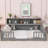 Grey Full Floor Bed Featuring Side Bookcase, Shelves, And Safety Guardrails-1831159702-1831159697