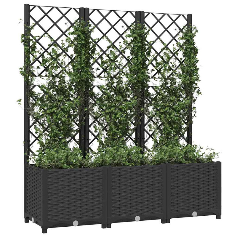 Latitude Run® Garden Planter With Trellis PP, Black, 53.5" H x 47.2" W x 15.7" D, Without Wheels