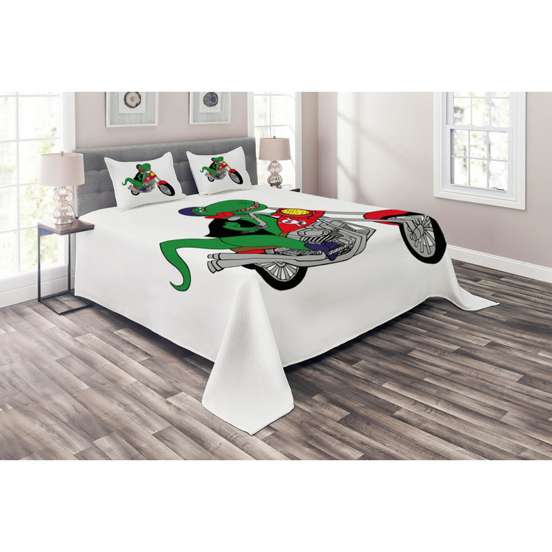 Dinosaur Polyester Coverlet, King Bedspread + 2 Shams