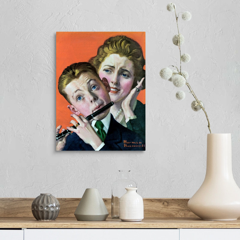Garçon, musicien, art mural sur toile, H 16 po x l 12 po x P 1,25 po, Toile tendue
