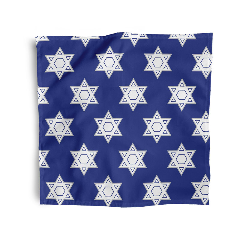 Lakeeshia Polyester Geometric Square Napkin, White/Blue