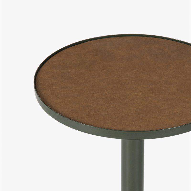 Table d'appoint en cuir olive vert Calder avec plateau de qualité supérieure, Vert olive, H 20 po x l 10 po x P 10 po