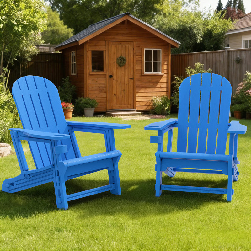 2-Person Outdoor Adirondack Chair, Blue