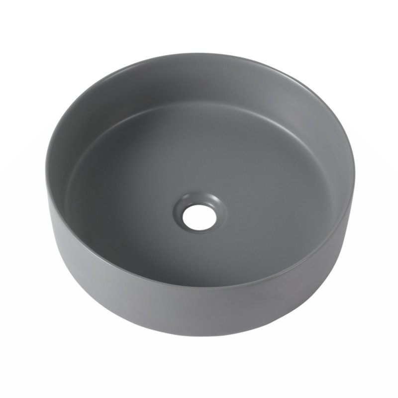 Wenty 15.7'' Ceramic Circular Bathroom Sink, Gray