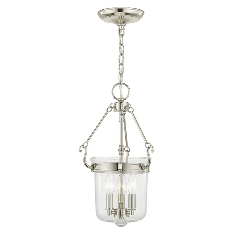 Luminaire suspendu à 3 lumières Walbridge, H 18,5 po x l 10,5 po x P 10,5 po, Nickel poli