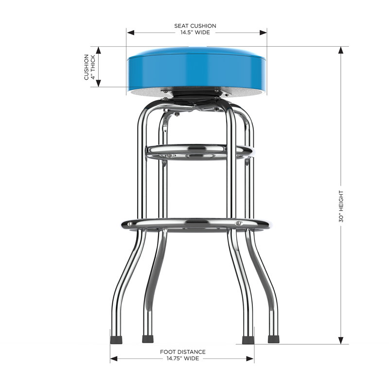 Commercial Grade Chrome Swivel Bar Stool with Vibrant Team Colors  , Carolina Panthers