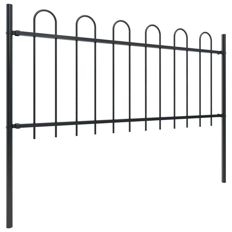 Cirincione Garden Fence with Hoop Top Steel, 150cm H x 180cm L