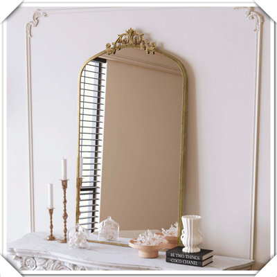 Vintage Ornate Arched Metal Framed Full Length Mirror