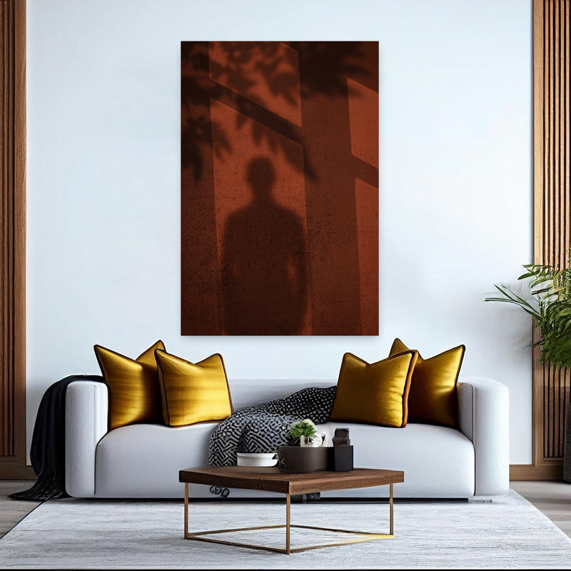 Ombre sur le mur, portrait contemporain, art mural d'été, H 60 po x l 40 po