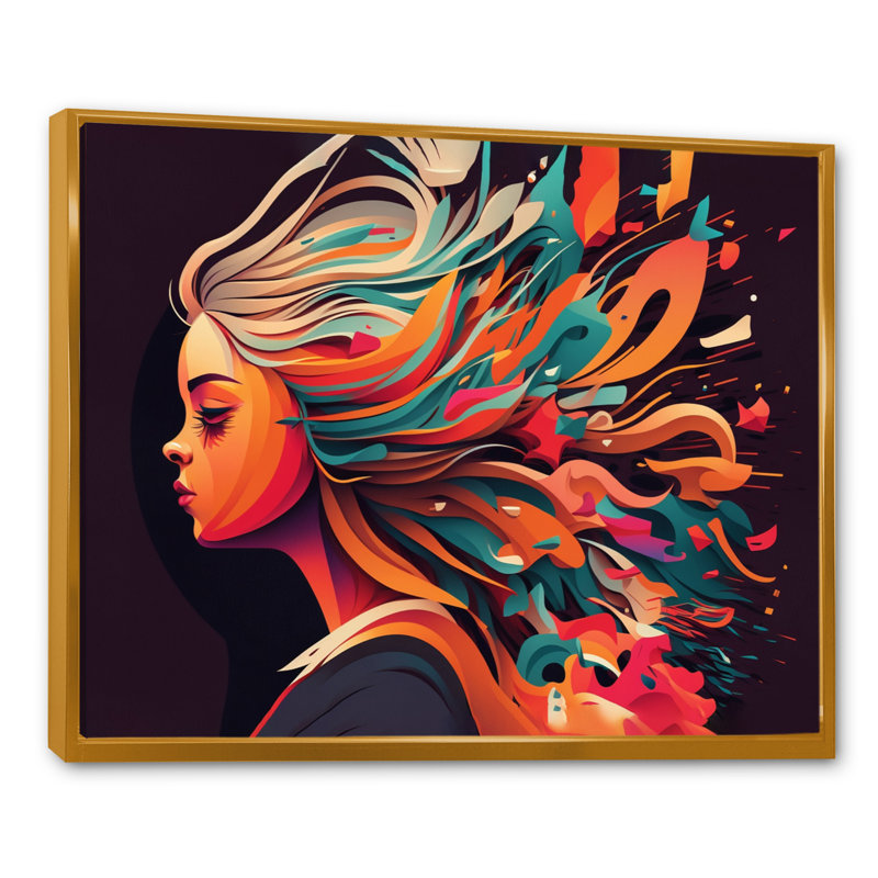 Style Icon Portrait II - reproduction sur toile, H 24 po x l 32 po x P 1 po, Toile avec cadre flottant or