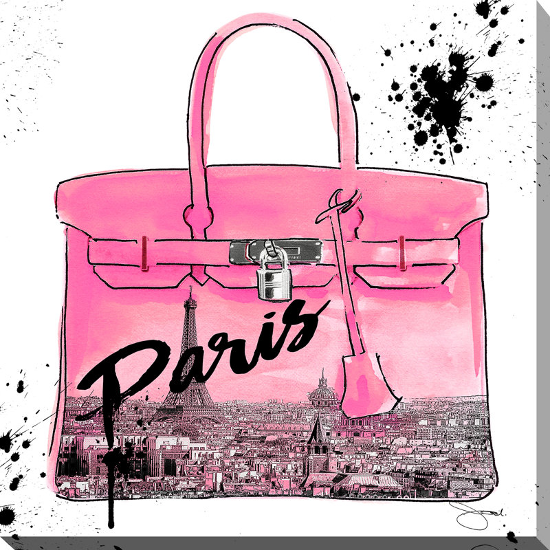 «Pink Paris», reproduction d'impression encadrée, H 18 po x l 18 po x P 1 po, Toile tendue