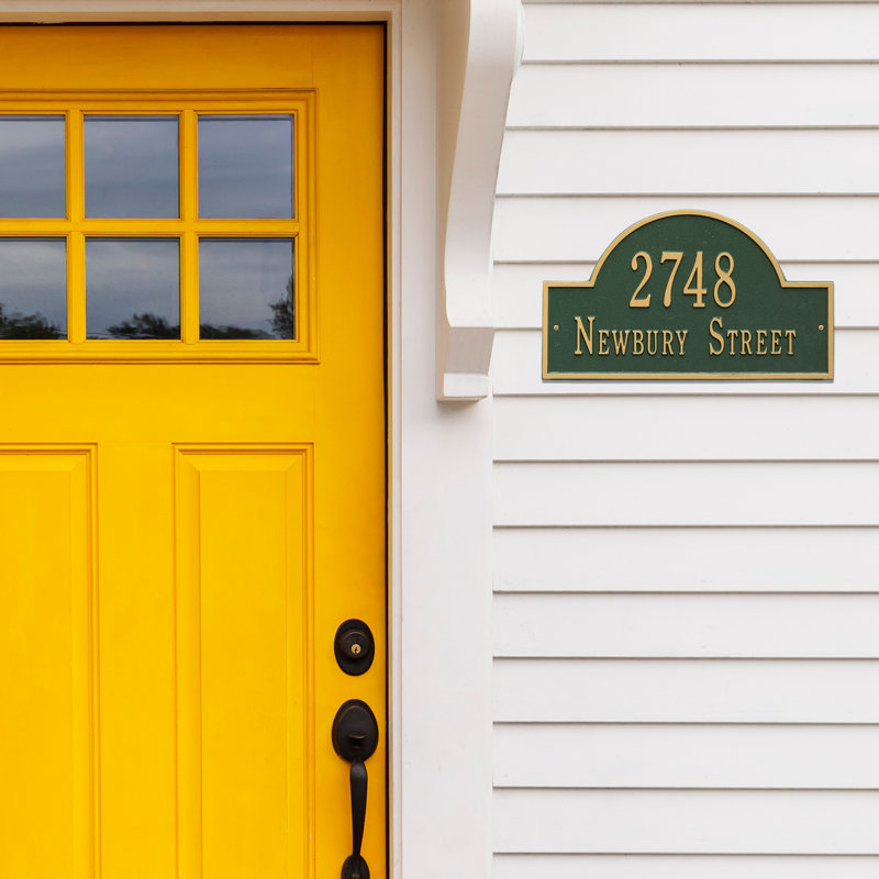 2-Line Wall Address Plaque, Green and Gold, Yes