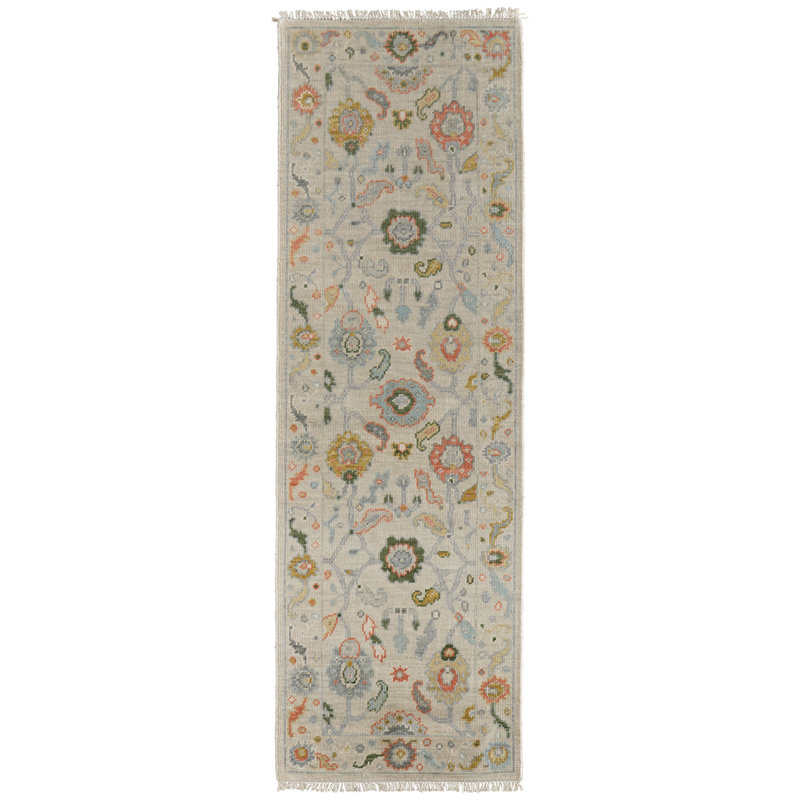 Karina Handmade Wool Floral Area Rug, Runner 2'6" x 8'