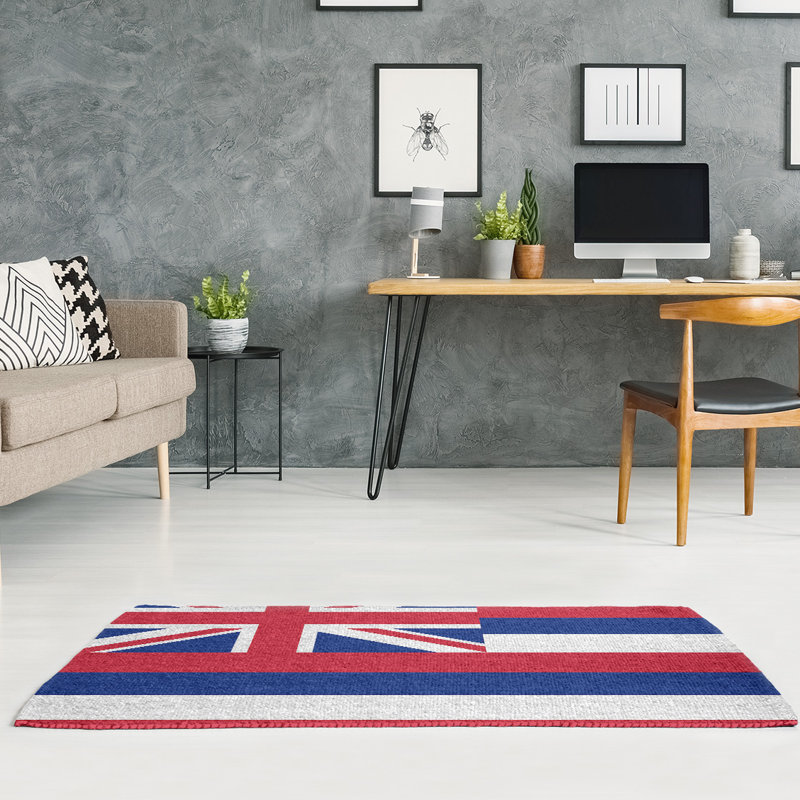 Tapis de chenille rouge/bleu hawaii flag, Rectangle 3 pi x 5 pi