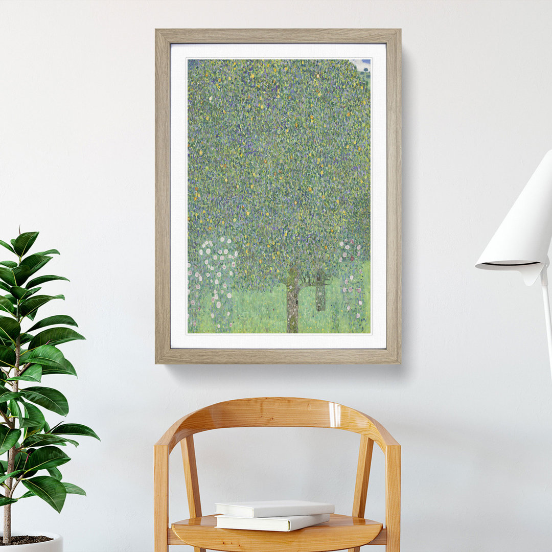 Rosebushes Under the Trees by Gustav Klimt - Framed Print