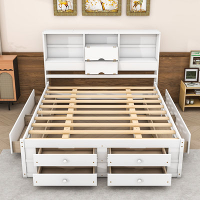 Brinslee King Size Platform Bed with Headboard Storage and 8 Drawers by Lark Manor