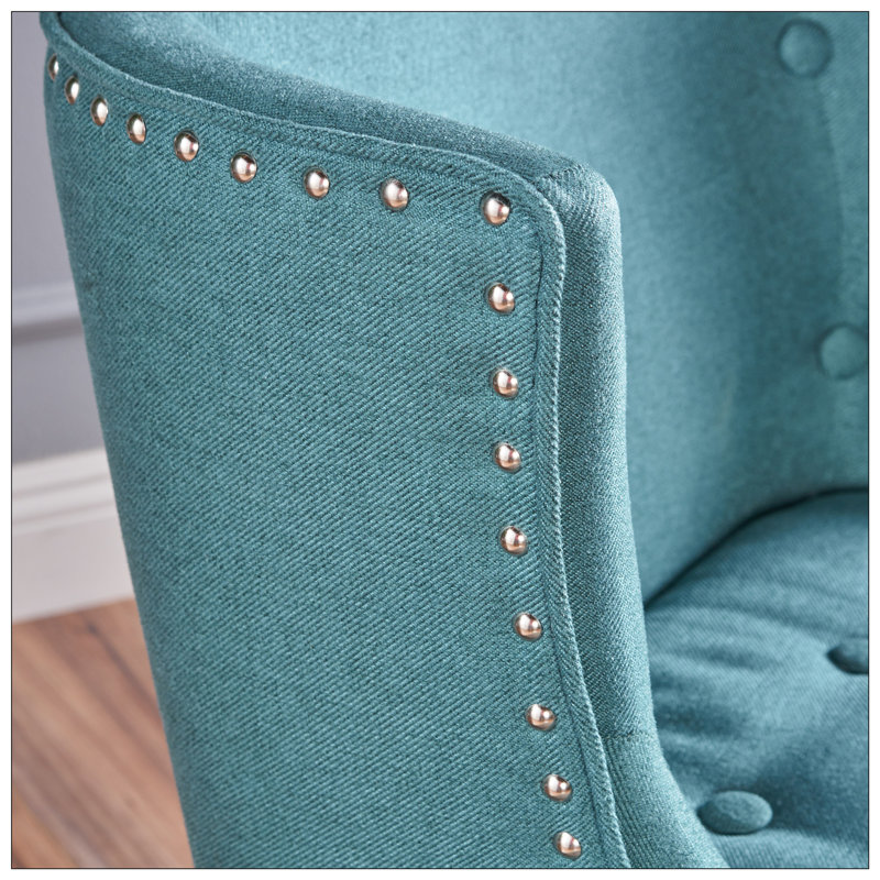 Staas Tufted Wingback Chair Modern Accent Chair Armless Chair Reading Chair Bedroom Chair, Teal Fabric