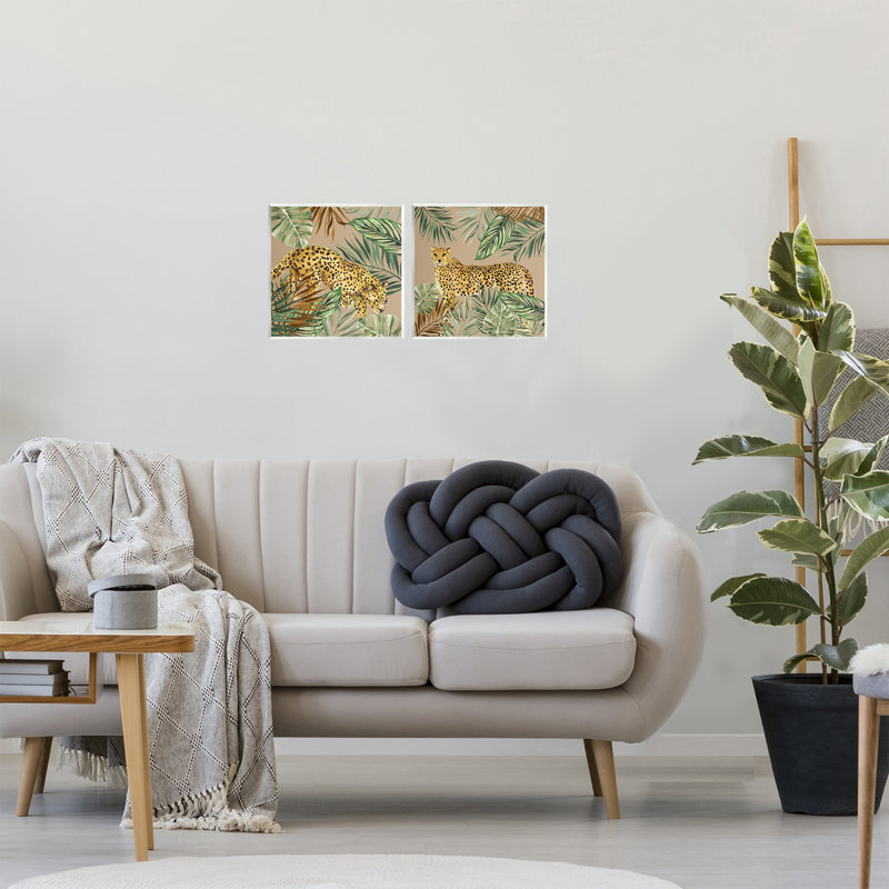 «Jungle Prowler Cheetahs», ensemble de 2 plaques murales, design par Janet Tava