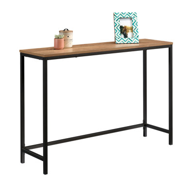 Brown Engineered Wood Rectangular Console Table With Industrial Style And Black Metal H-shape Frame, 27.36 In Height, 20.75 Lb Package Weight Finish, Design, 16.83