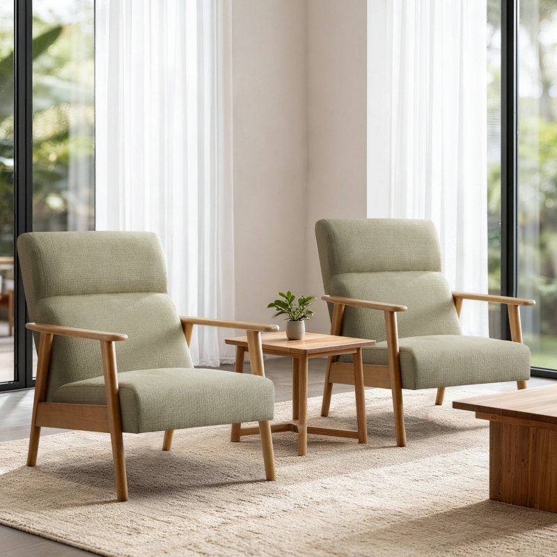 Upholstered Armchair, Light Green