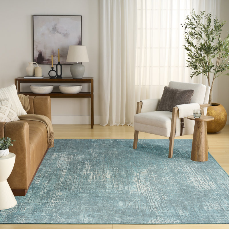 Tapis d'intérieur moderne vert 5 pi x 7 pi Nourison Botanical Washables, Rectangle 5 pi x 7 pi, Vert