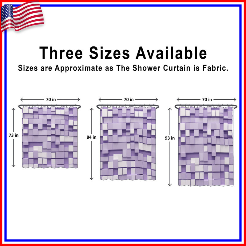 Rideaux de douche mauve à blocs blancs très longs, 70in W x 93in H