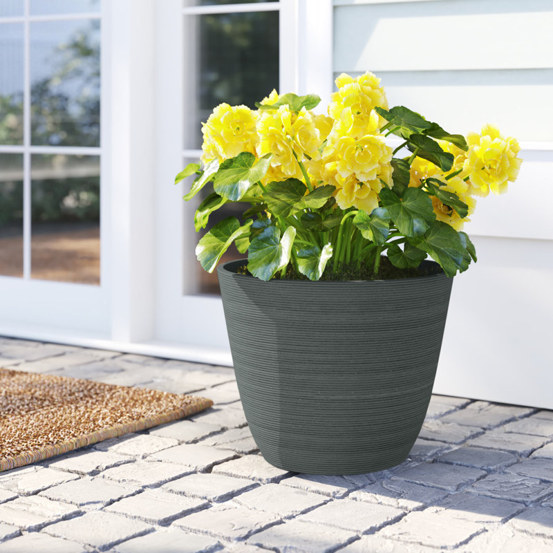 Pot de fleurs en plastique rond Cadence, Anthracite