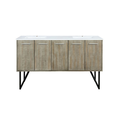 60 In. W X 20 In. D 4 Door Double Bath Vanity With White Quartz Top