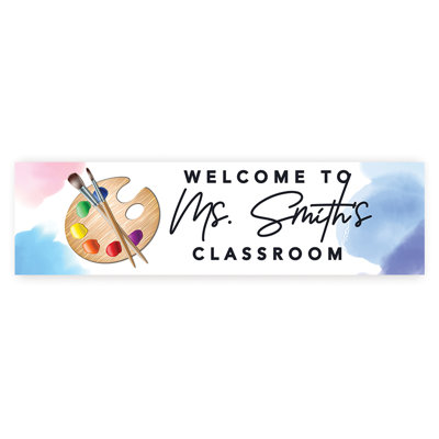 Custom Classroom Door Decor 13"X48" Welcome Sign, Art Teacher Name Sign, Painting Classroom Banner