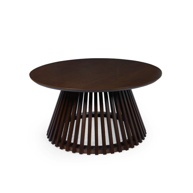 Dejania Pedestal Coffee Table, Dark Brown Wood
