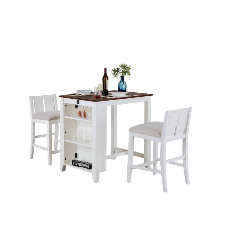 Latoyo 2 - Person Four Leg Dining Set, Brown, White, White