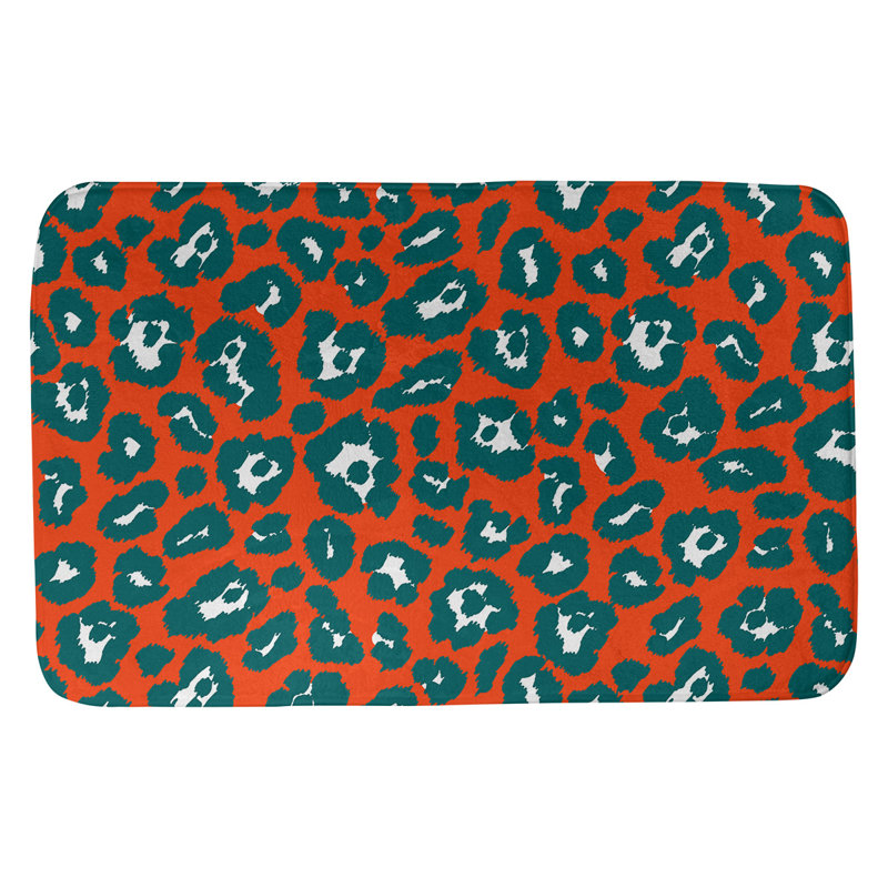 Tapis pour salle de bain Jacksonville, H 0,5 po x l 17 po x L 24 po, Orange / blanc / turquoise
