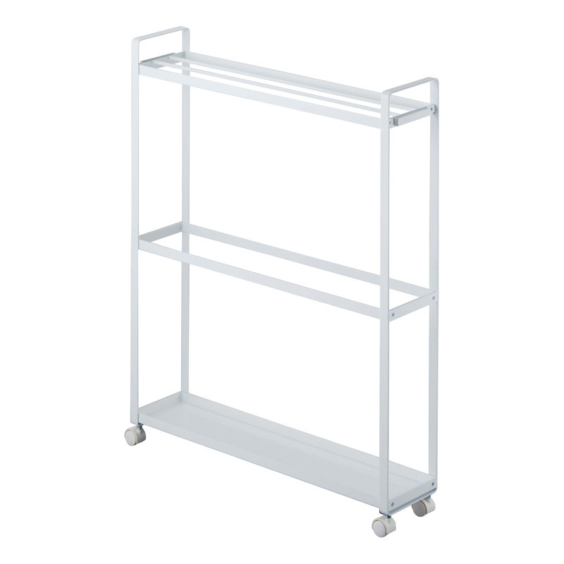 White Rolling Towel Rack with Hooks and Casters