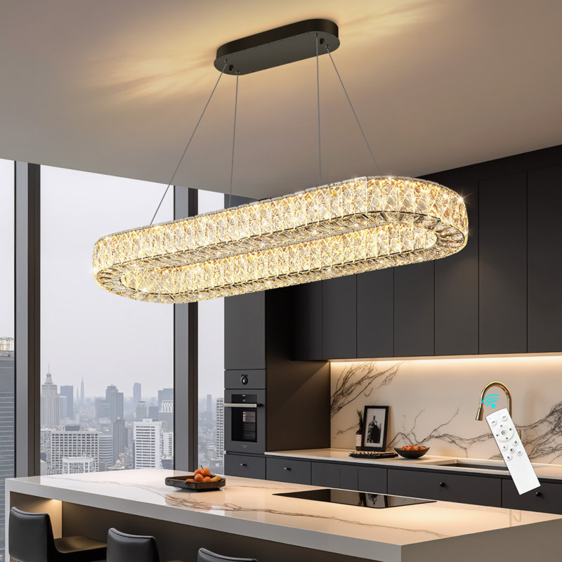 Lustre moderne pour salle à manger, 39.3" Long, Black