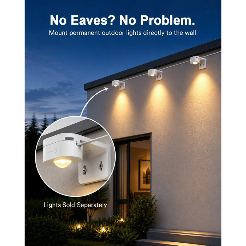 Lumary Wall Mount Bracket Kit for Permanent Outdoor Lights 3, 30 Pack Wall Mount Brackets for No Eave House Installation(White)
