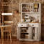 Armoire de cuisine avec support pour micro-ondes, huche de cuisine moderne de 71 po avec portes en verre, tiroirs de rangement et tablettes réglables pour la salle à manger, blanc, bois-288424216