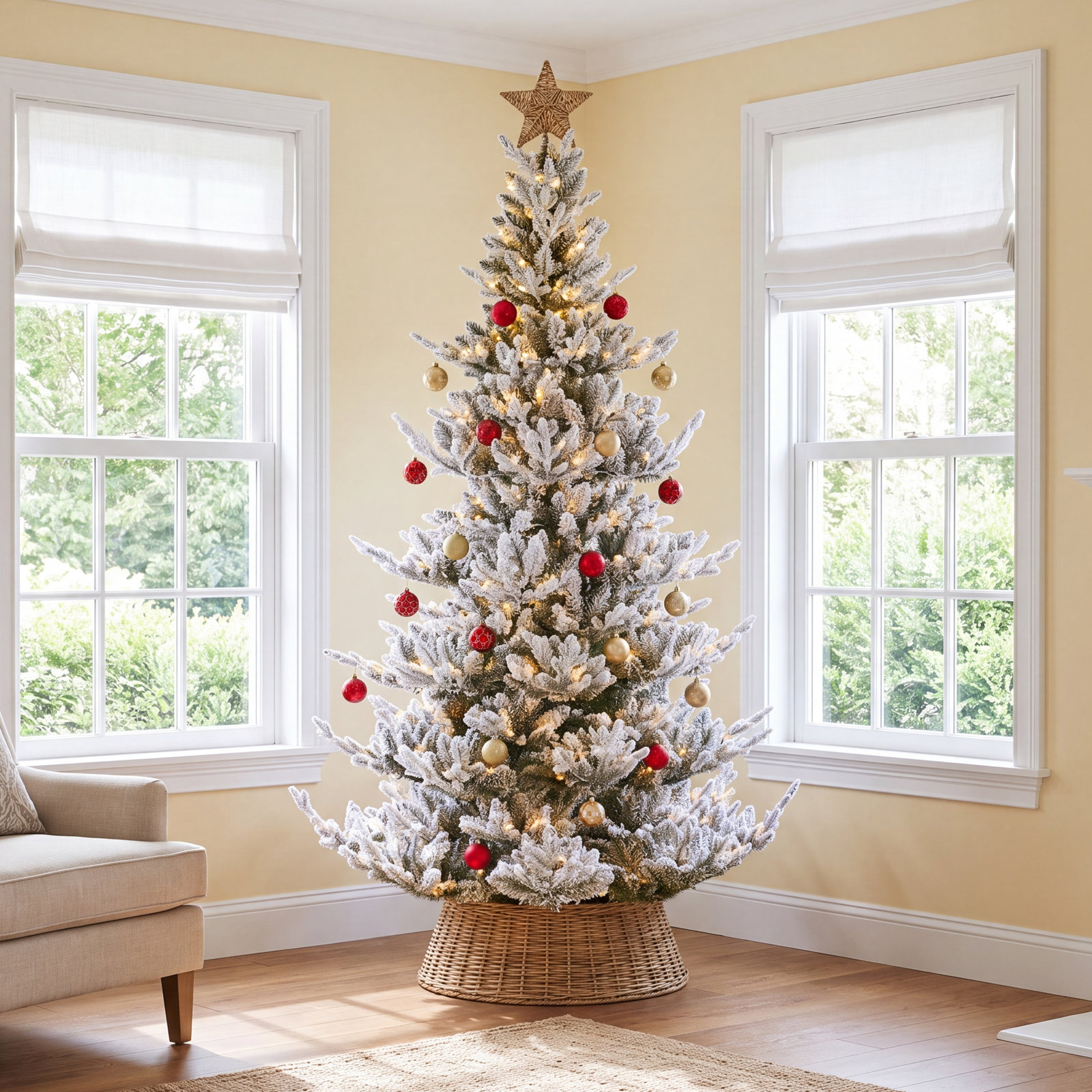Slim Frosted 9' Pre-Lit Fir Christmas Tree, 7.5'
