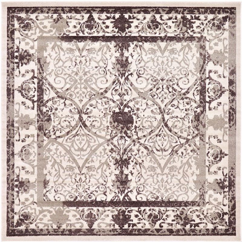Tapis oriental kaki Amika, Carré 8 pi